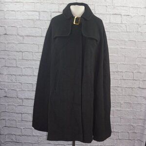 Vintage 50s Lillian Charm Black Wool Swing Cape Coat
